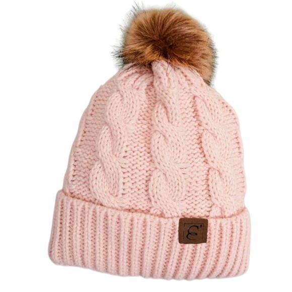 Pink Pom Pom Knit Beanie - Picture 1 of 4